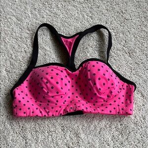 VSX Pink and Black Polka Dot Sports Bra